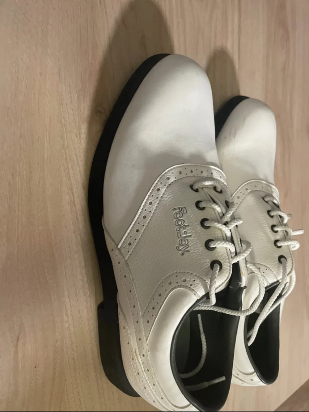 FootJoy White Men's Oxford Golf Shoes with Black Trim